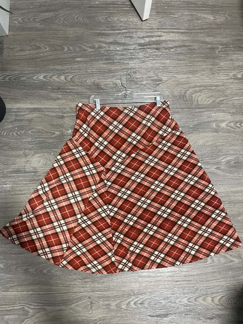 Cato Women's Red and Black Plaid A-Line Midi Skirt Size XL